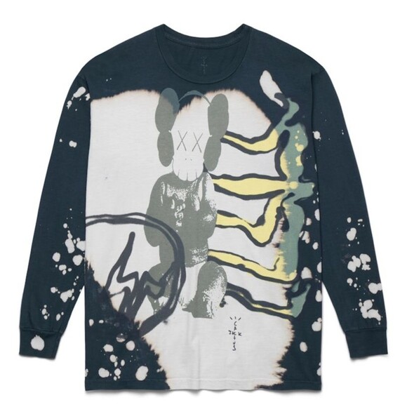 Travis Scott Cactus Jack Kaws For Fragment Tie-Dye Long Sleeve Tee Size Large - Picture 1 of 5
